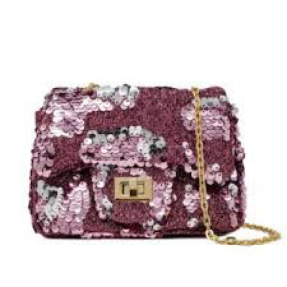 Sequin mini bag with gold Chain